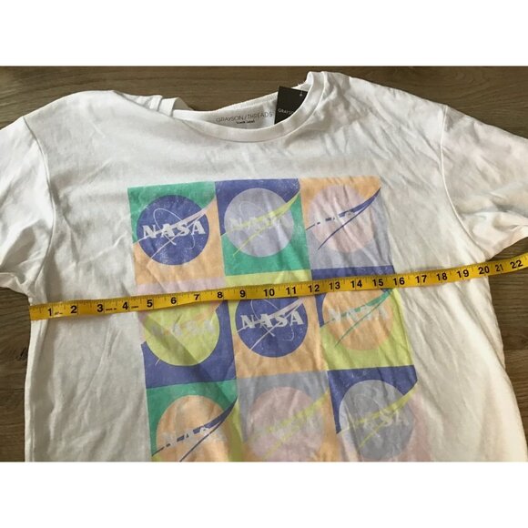 GRAYSON/THREADS-WOMEN WHITE CREW NECK LONG SLEEVE GRAPHIC CROP TOP SIZE LARGE - Picture 4 of 6